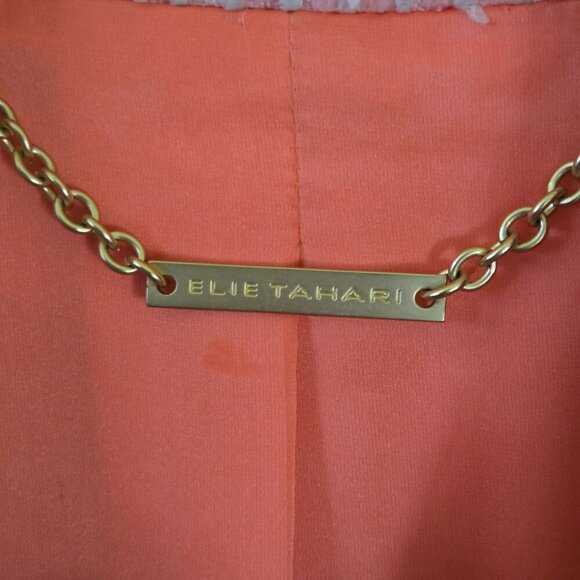Elie Tahari Designer Pink Tweed Blazer Fully Lined Spring Summer Size 6 - Picture 5 of 7